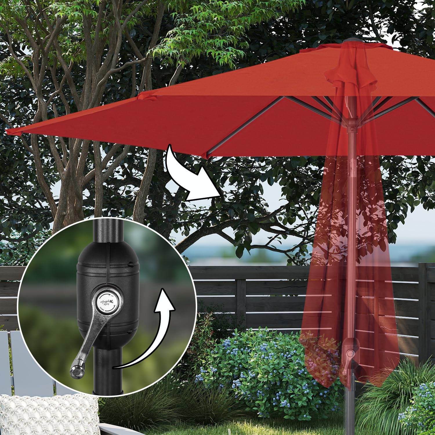 Angel Living Sonnenschirm 3M mit Kurbel und Neigung, Marktschirm mit UV50+ für Garten Terrasse Balkon