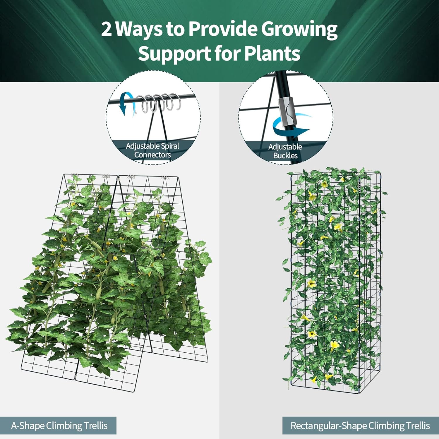 Giantex 8 Panels Cucumber Trellis, A-Frame Garden Trellis for Plant Climbing, Greenhouse Vegetable Fruit Grow Support with 18 Clips, 16 Ground Stakes, 8 Spiral Connectors, 12 Cable Tie, Twist Tie