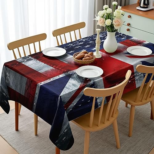 Miniatura 2 de Ambesonne Union Jack - Mantel rectangular con composición temática industrial de banderas del Reino Unido y Estados Unidos, estampado vintage, para