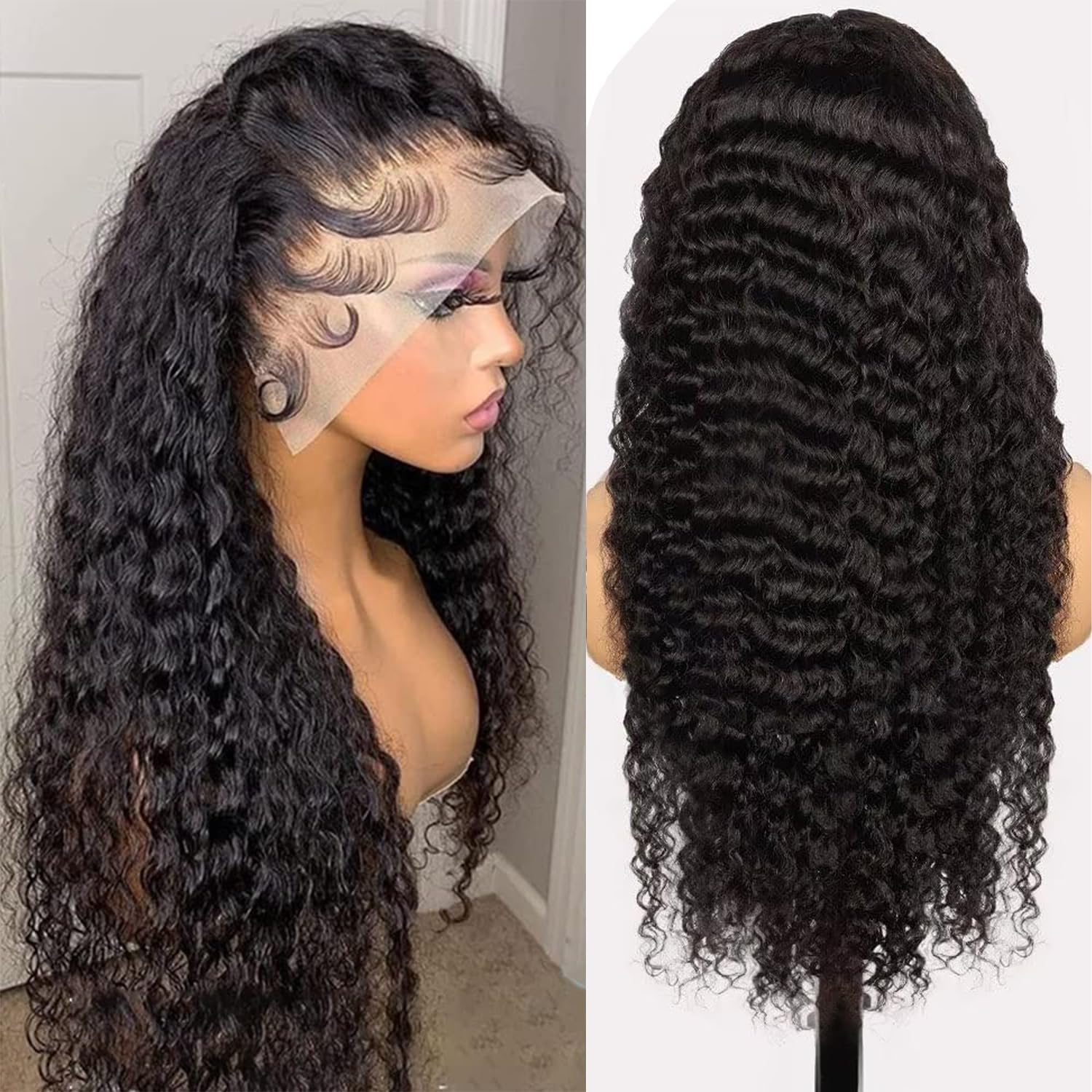 Amazon.com : SUOPNA 32 Inch Deep Wave Lace Front Wigs Human  display picture 3