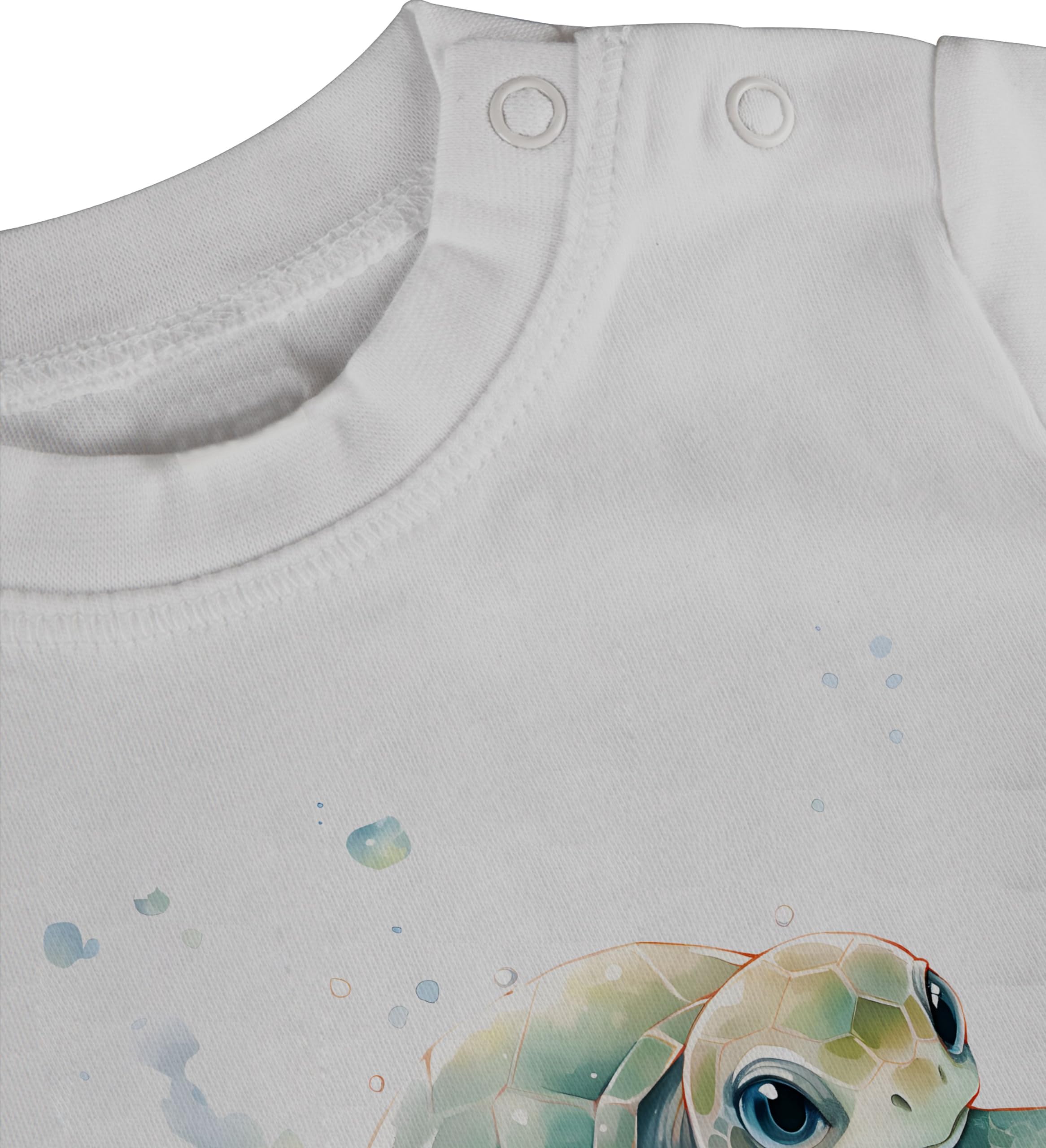 Geschenk mit Namen personalisiert by Shirtracer - Baby T-Shirt Mädchen Jungen - Schildkröte mit Name personalisiert I Zootiere I Panzertier