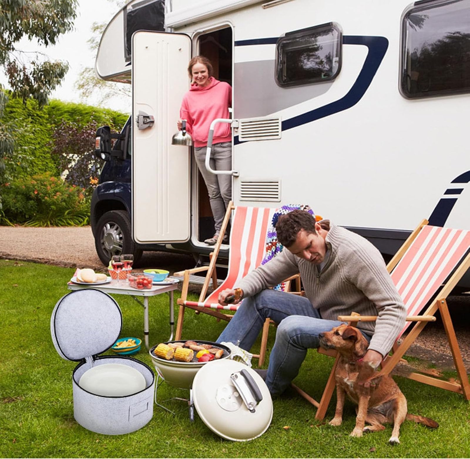 Speiseteller-Organizer mit Deckel – Porzellanteller-Aufbewahrungstasche mit Anti-Bump-Filz für Camping, Wohnmobil und Wohnwagen