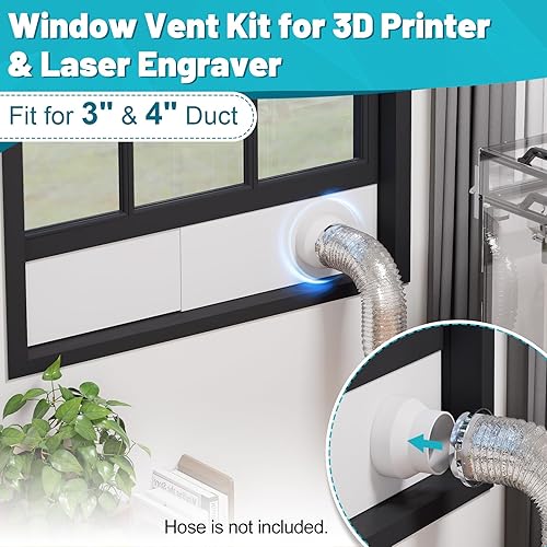 Miniatura 4 de Chiligent Kit de ventilación de ventana, puerto de ventilación universal para conductos de 3 y 4 pulgadas, kit de sellado de ventana ajustable con