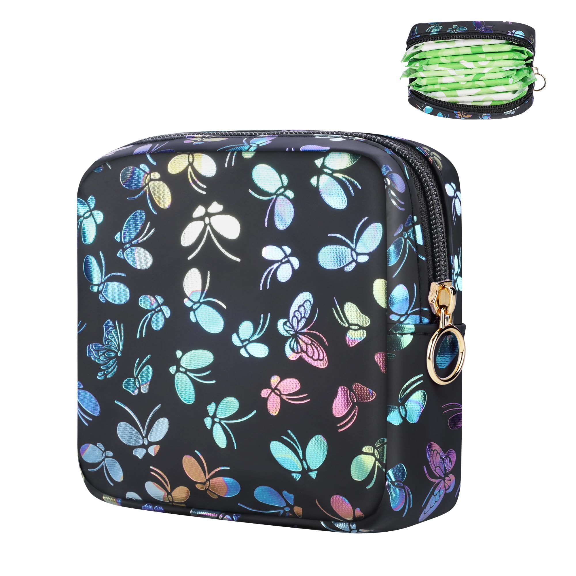 Likesing Period Bag Pouch, Leather Sanitary Napkin Storage Bag for Womens, Portable Sanitary Napkin Period Pad Pouch Bag for Purse, Small Make Up Bags