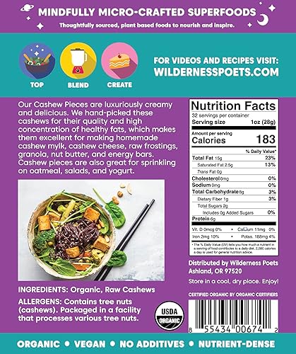 Miniatura 2 de Wilderness Poets piezas de anacardos crudas grado Mylk  tuercas para creaciones culinarias 2 libras
