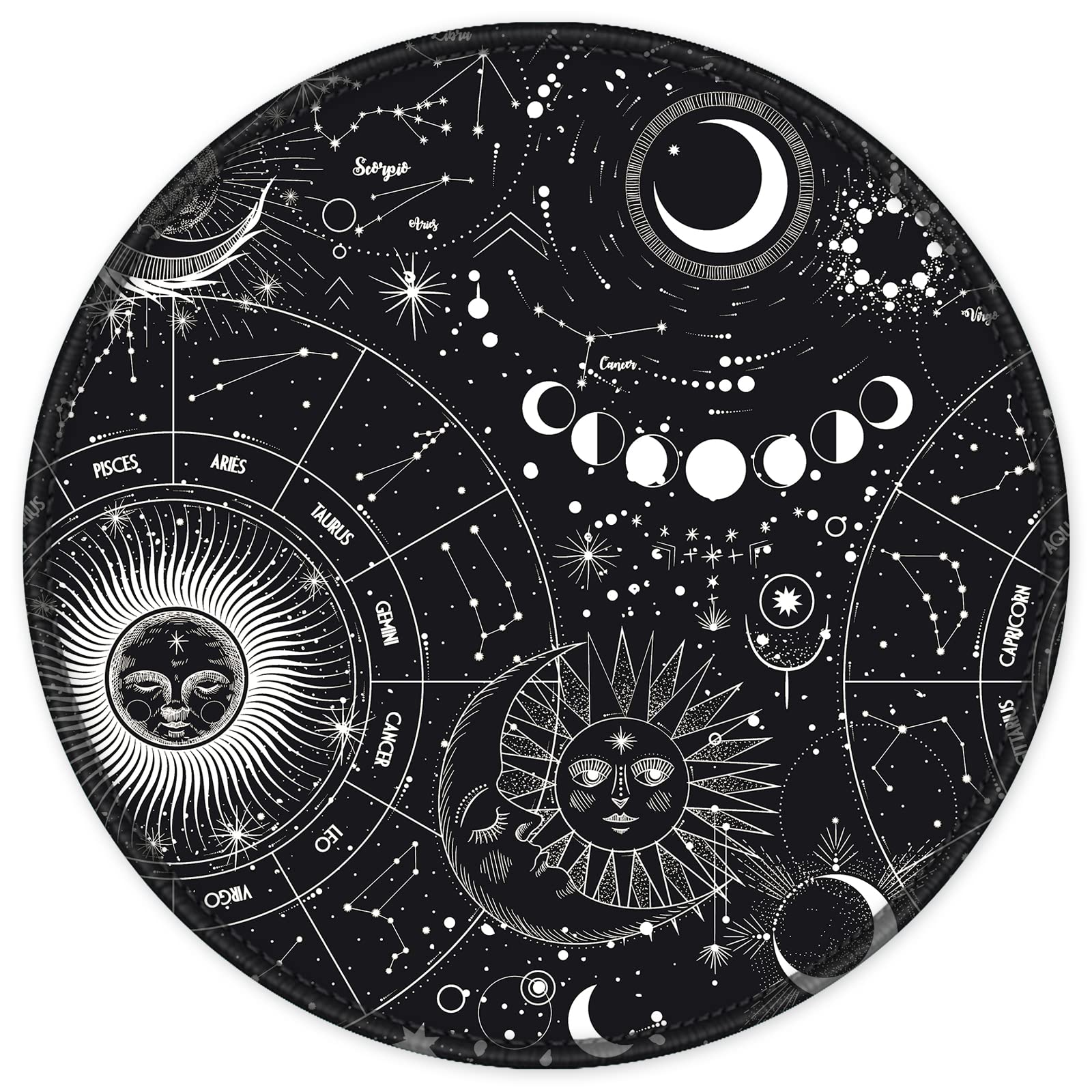 ITNRSIIET Mouse Mat Small Round Mouse Pad with Stitched Edge, Waterproof Smooth Surface Premium-Textured Mousepad with Non-Slip Rubber Base, for PC Laptop Office&Home (Sky Spirit)