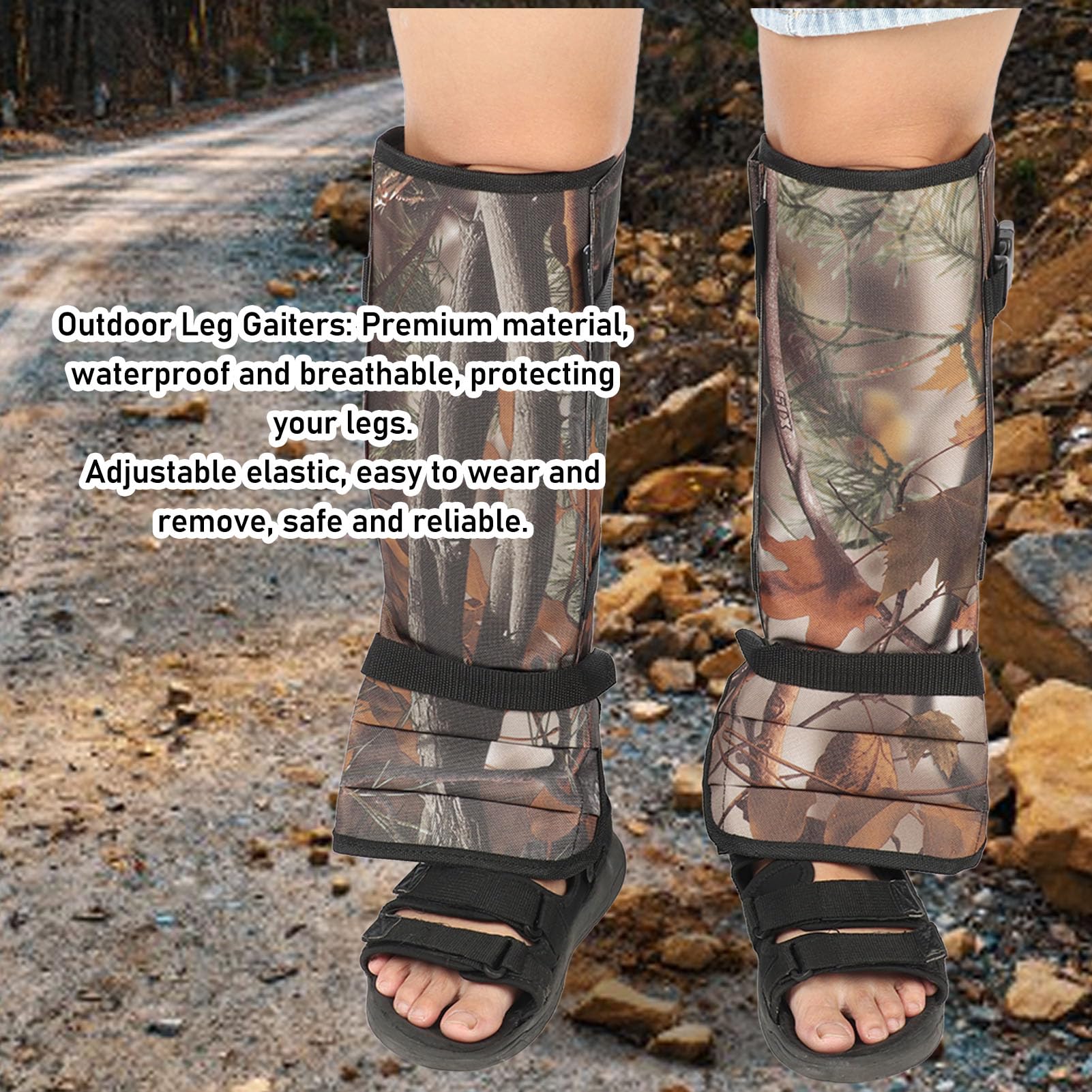 AMONIDA Guêtres Serpent Imperméables et Réglables, Protège-Jambes Inférieurs pour la Randonnée et Les Aventures dans la Jungle, en Tissu Oxford Durable, Paquet de 2