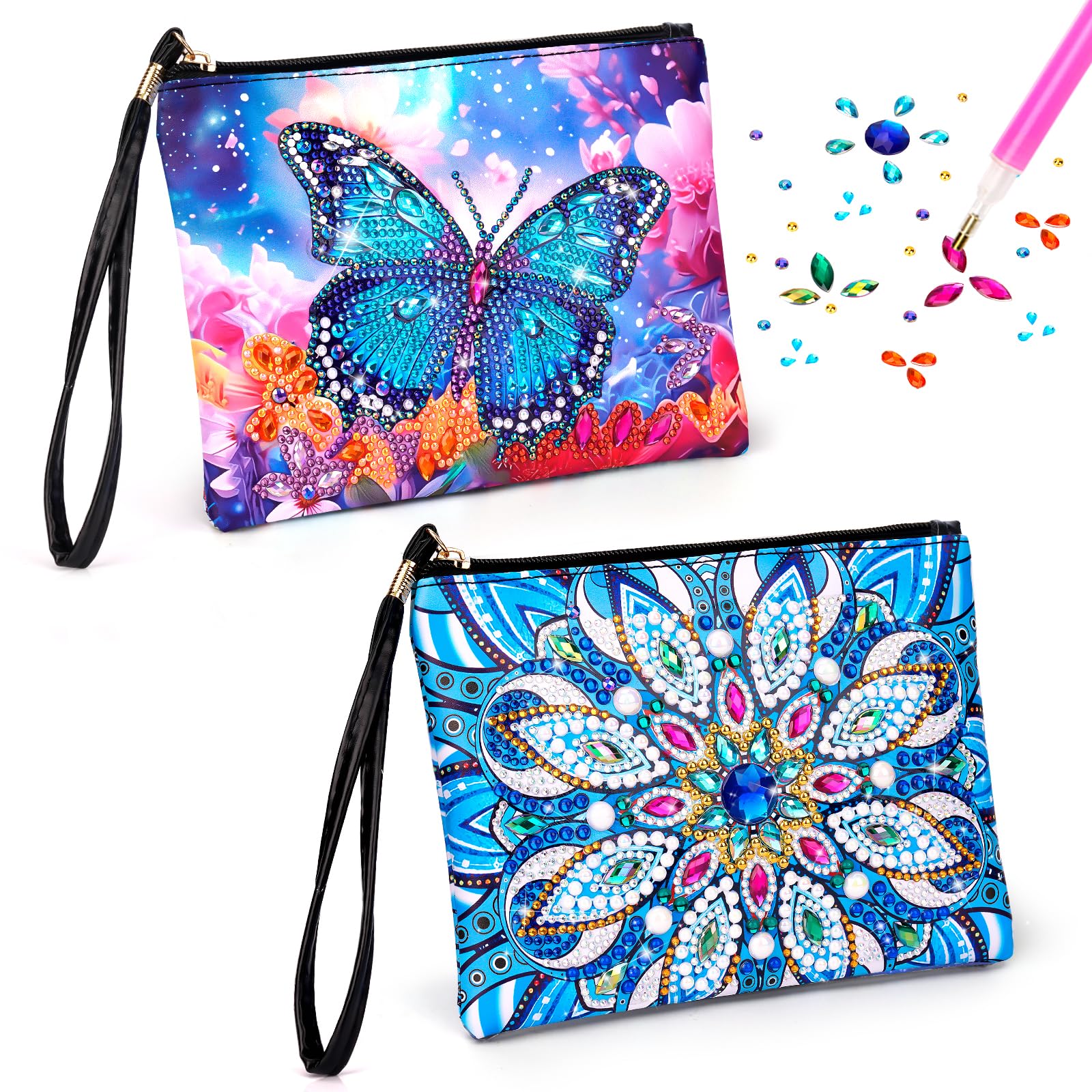 Diamond Painting Kinder ab 8 10 Jahre, Geschenke Mädchen 6 7 8 9 10 11 12 Jahre, Basteln Mädchen 5-12 Jahre, Bastelset Kinder ab 6 Jahre 2 Stücke Handtaschen Geburtstagsgeschenke für Erwachsene