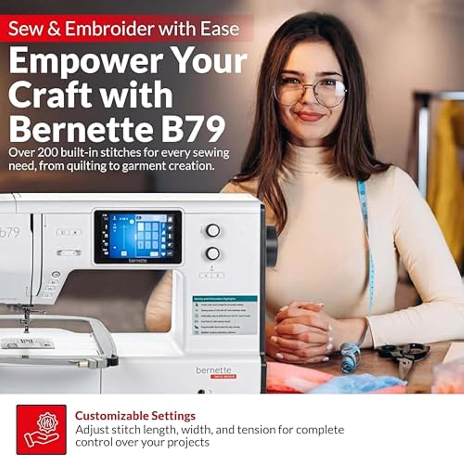 Bernette B79 Sewing & Embroidery Machine Bundle with Advanced Software Package