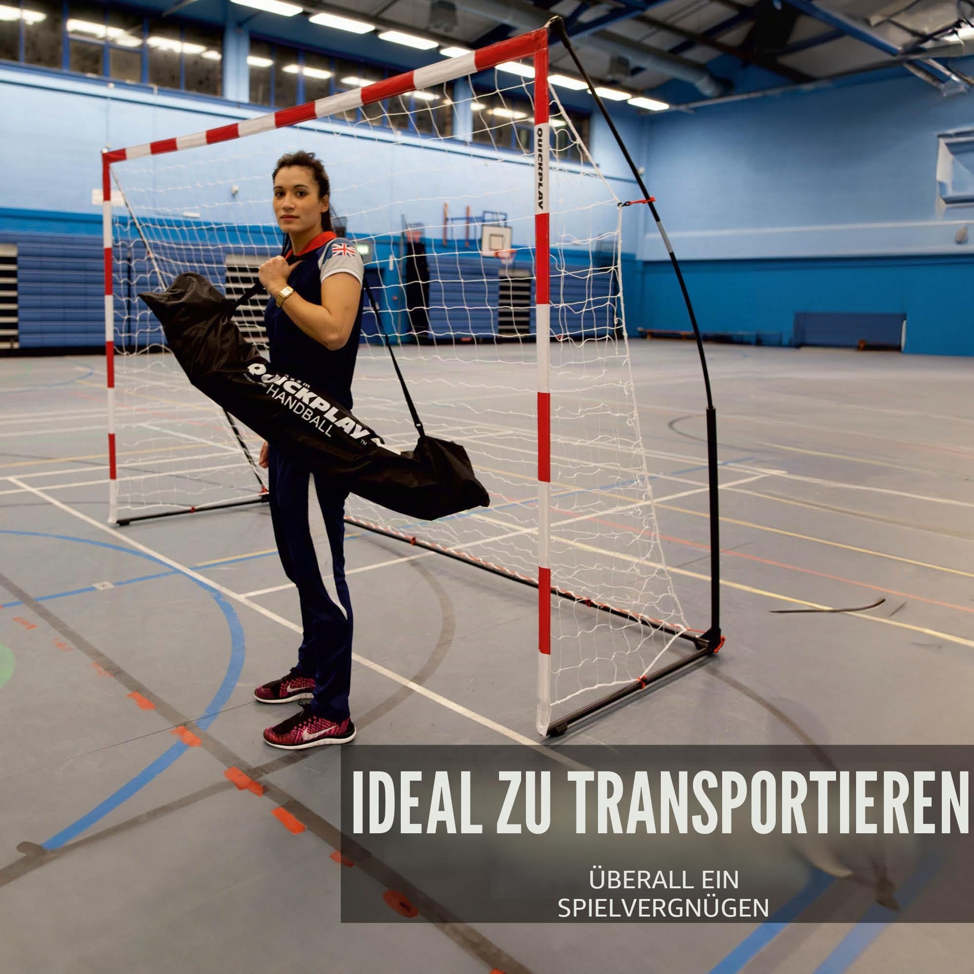 QUICKPLAY Tragbares Handballtore - Ultra Tragbar Innerhalb & Draußen Handball Ziel Eigenschaften Gewichtete Basis | Befürwortet von der Europäisch Handballverband