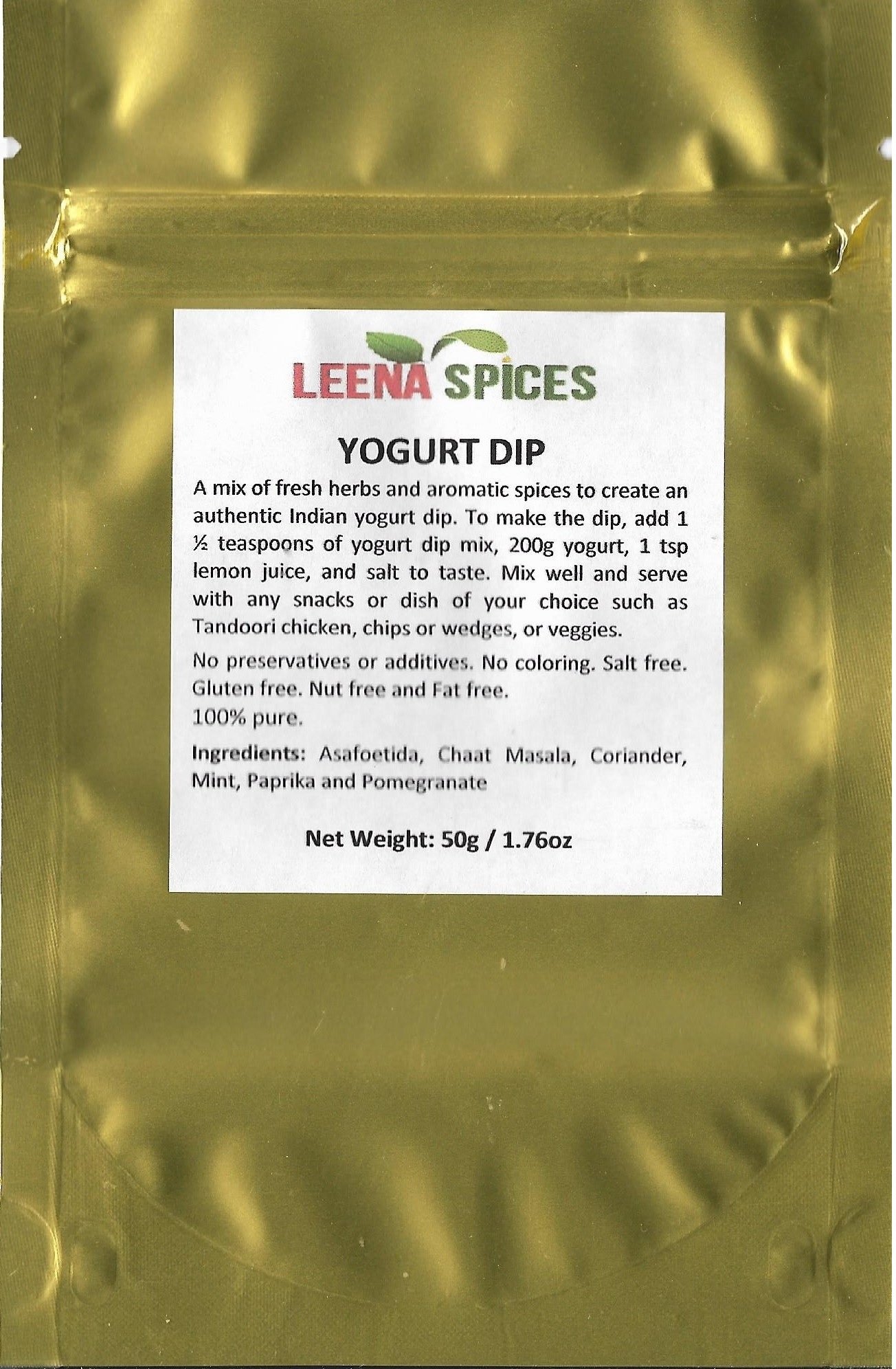 LEENA SPICES – Yogurt Dip Seasoning – Gluten Free Spice Blend – No Salt Or Color Mix - Enjoy Only Authentic And Pure Quality Products.