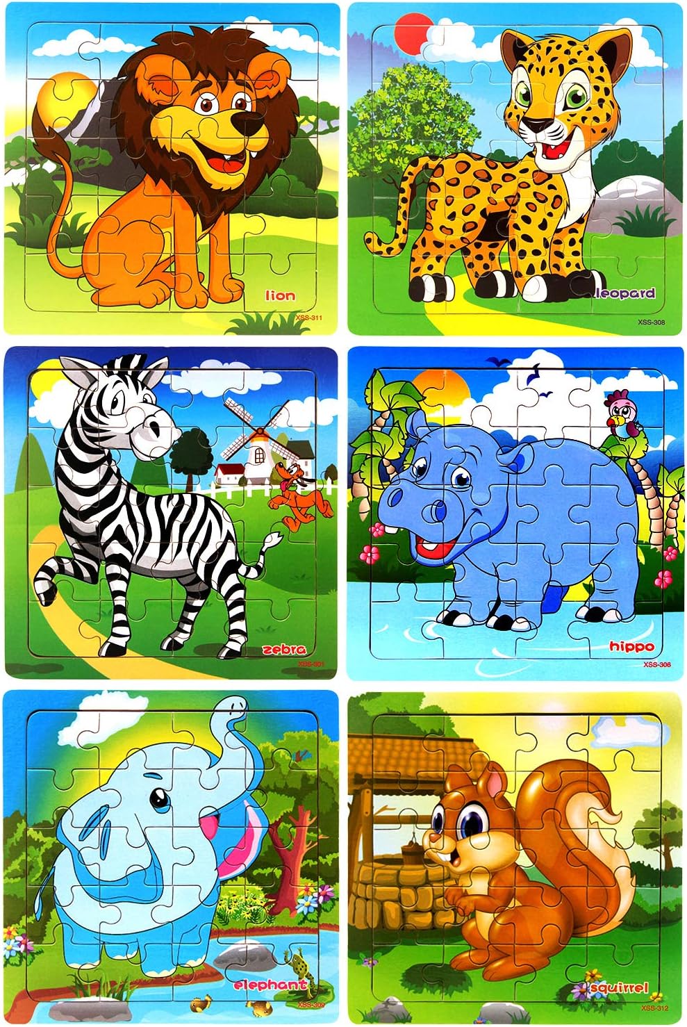 Wooden Puzzles for Kids Ages 2-5 Toddler Puzzles 20 Piece Each Animals Puzzle Set Preschool Educational Learning Puzzles Toys for 2 3 4 Year Old Boys and Girls (6 Puzzles)