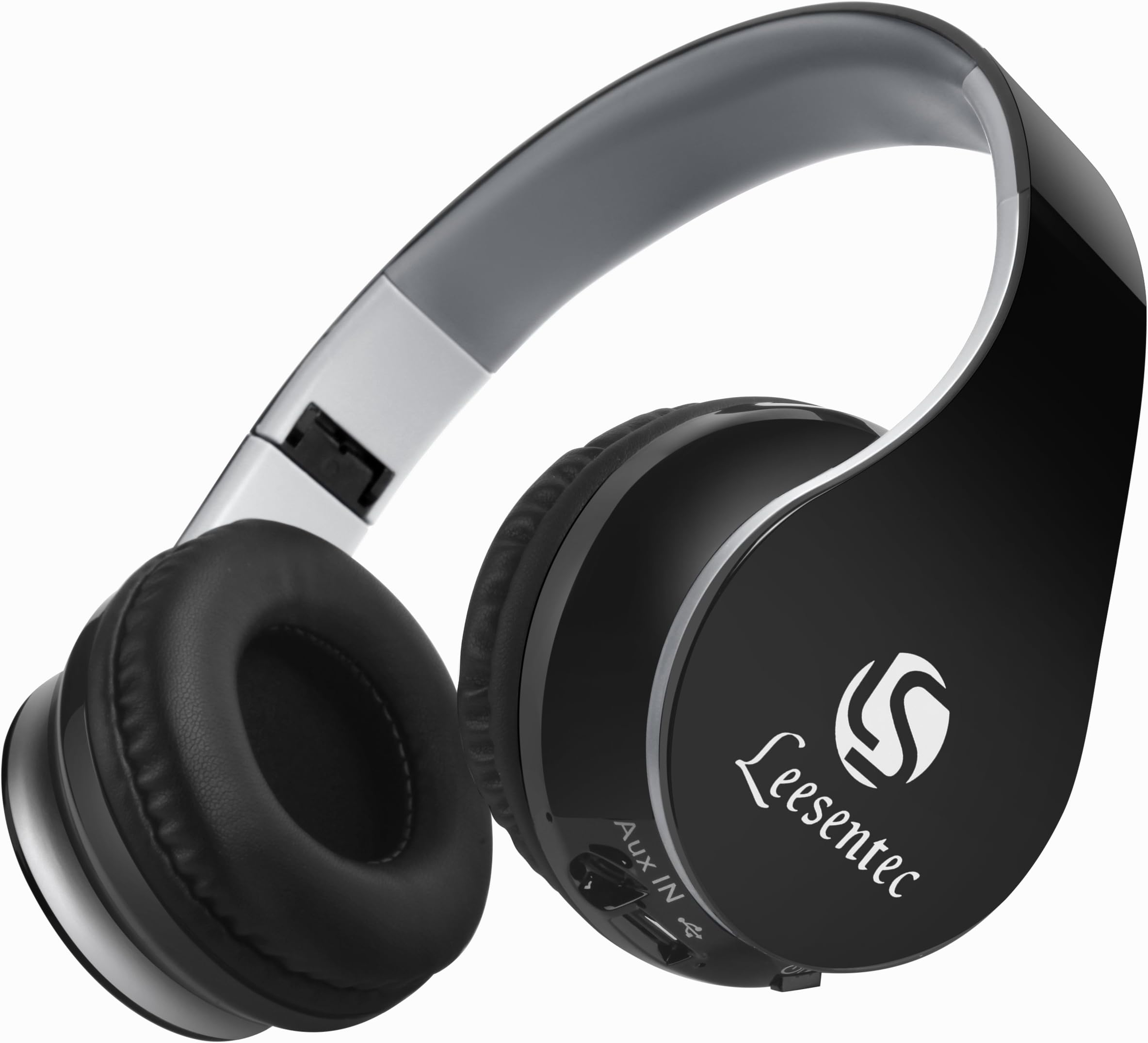 Over Ear Bluetooth Headphones, Stereo Foldable Wireless Headsets Headphones with 20 Hrs Playing Time and Soft Earmuffs, Built-in Mic for Mobile Phone TV PC Laptop (Black)