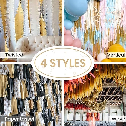 Miniatura 6 de PartyWoo Serpentinas de papel crepé, 6 rollos de 492 pies, paquete de serpentinas doradas de papel crepé, decoraciones de fiesta, papel crepé para