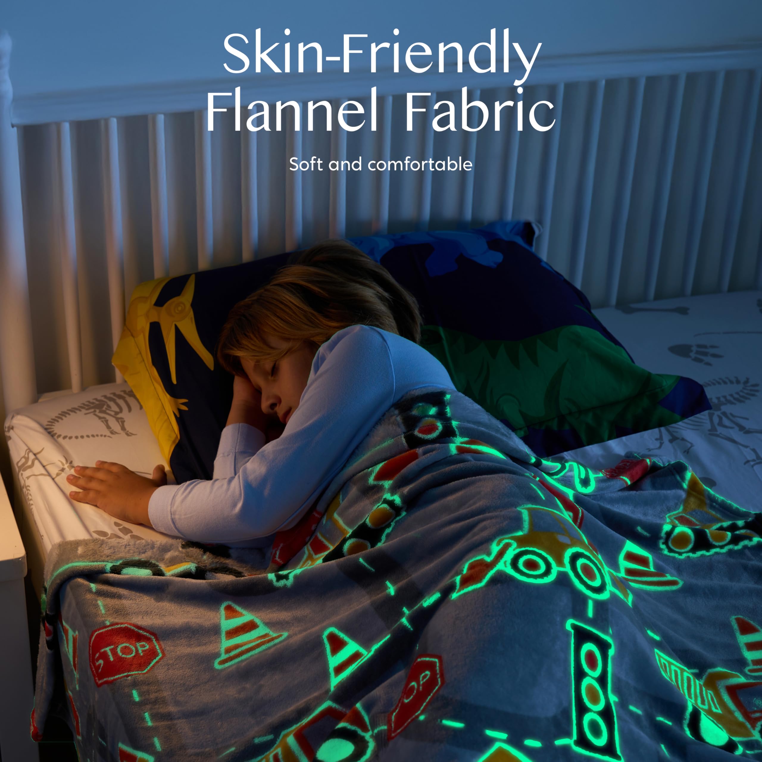 Joiedomi Glow in The Dark Blanket - Construction Gifts for Girls Boys Age 2 3 4 5 6 7 8 9 10 11 12 Year Old - Soft Cozy Flannel Kids Throw Blanket - Birthday Bedroom Decor 50"60" - Image 4