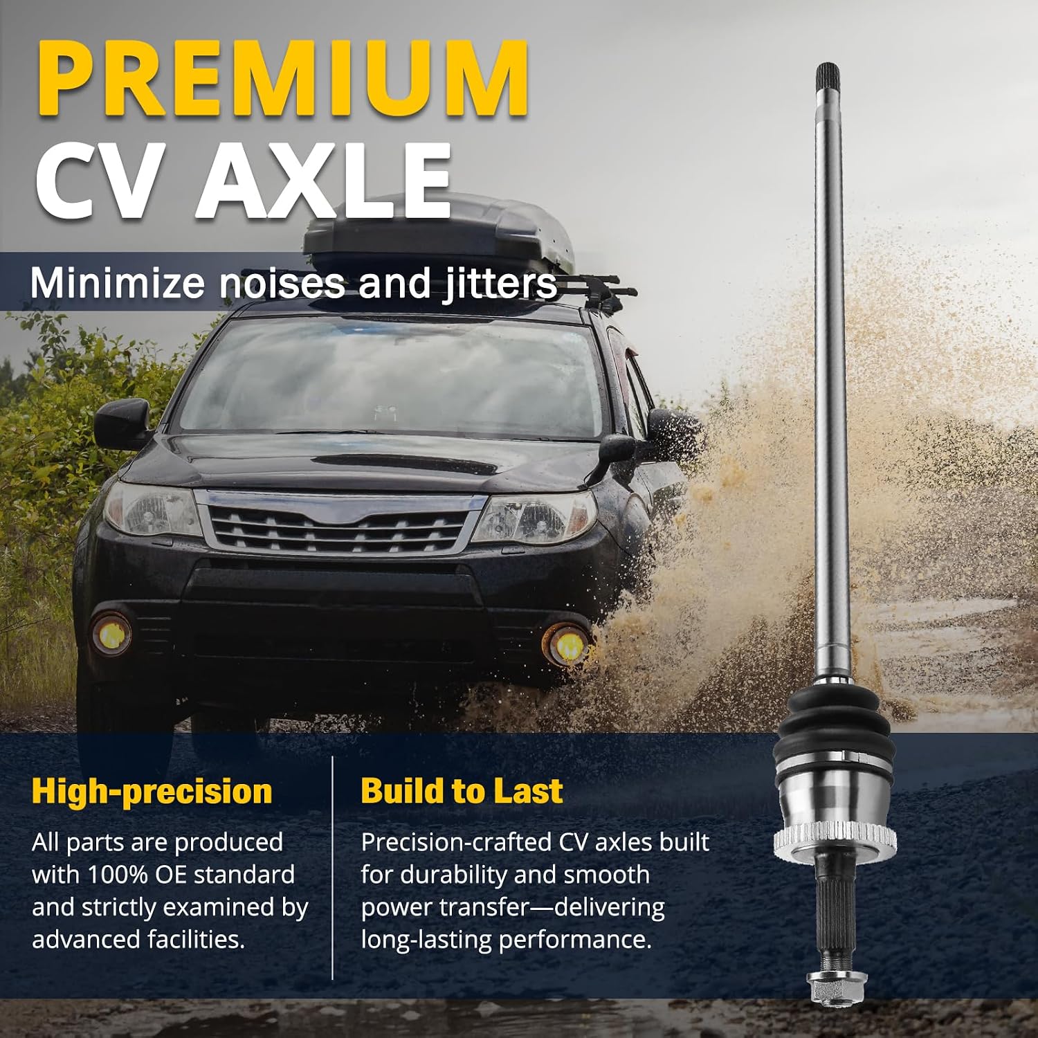 AUTOCLUB Front Passenger Side for 1999 2000 2001 2002 2003 2004 Jeep Grand Cherokee CV Axle, CV Axles Replacement [4WD]