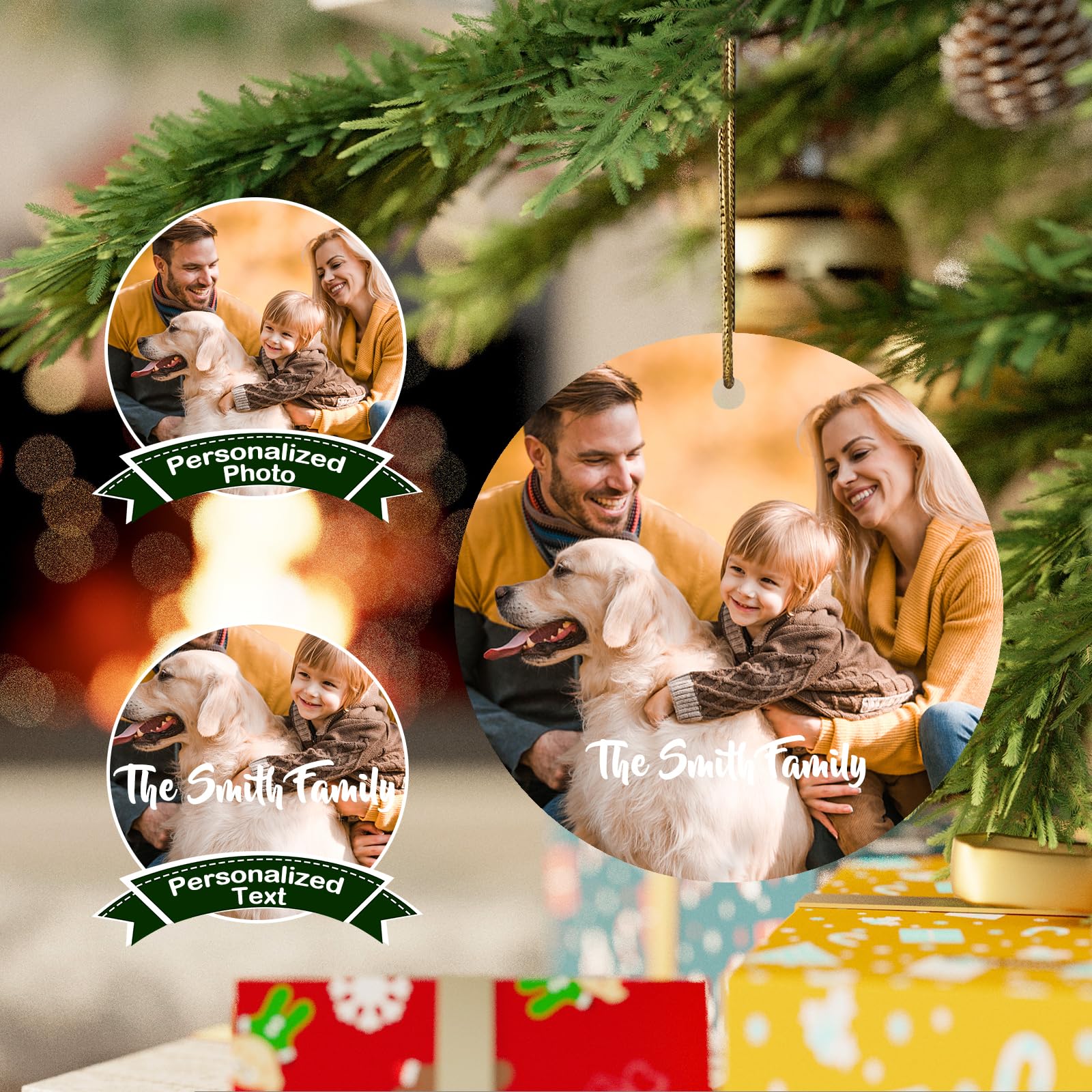 DPDP Personalized Christmas Ornaments 2024 - Custom Photo Text Ornaments for Christmas 2024, Customized Ceramic Xmas Tree Decor, for Kids, Mom, Dad, Friends, Loves