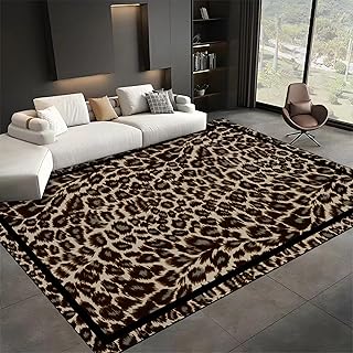 Gepard Dekoration Kinderteppich, 80x150cm, Braun Leopard Tierprint Flurteppich, DüNn und Leicht Kurzflor Atmungsaktiv Pflegeleicht Langlebig Maschinenwaschbar Teppich für Nachttisch