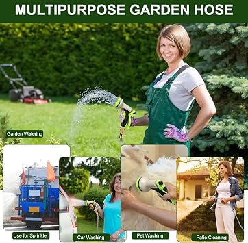 Garden Hose Metal 75 FT, Stainless Steel Hose, Water Hose with 10 Function Nozzle & Brass Nozzle, Lightweight, No Kink & Tangle, Easy to Use & Store, Heavy Duty Metal Hose for Yard and Lawn
