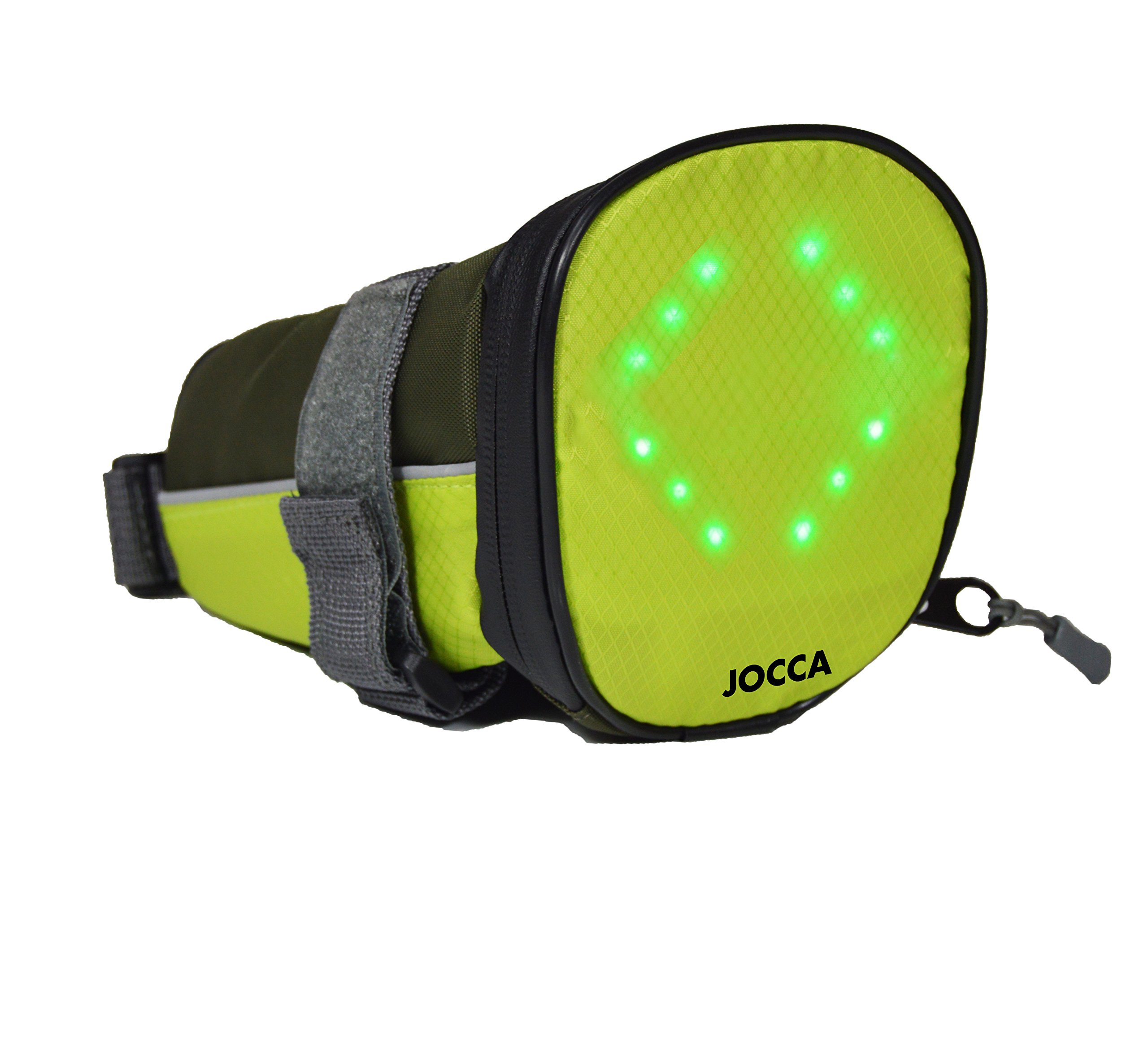 JOCCA Unisex Light Bike Seat Bag con portaoggetti e indicatori LED, 16 l, Colore: Giallo