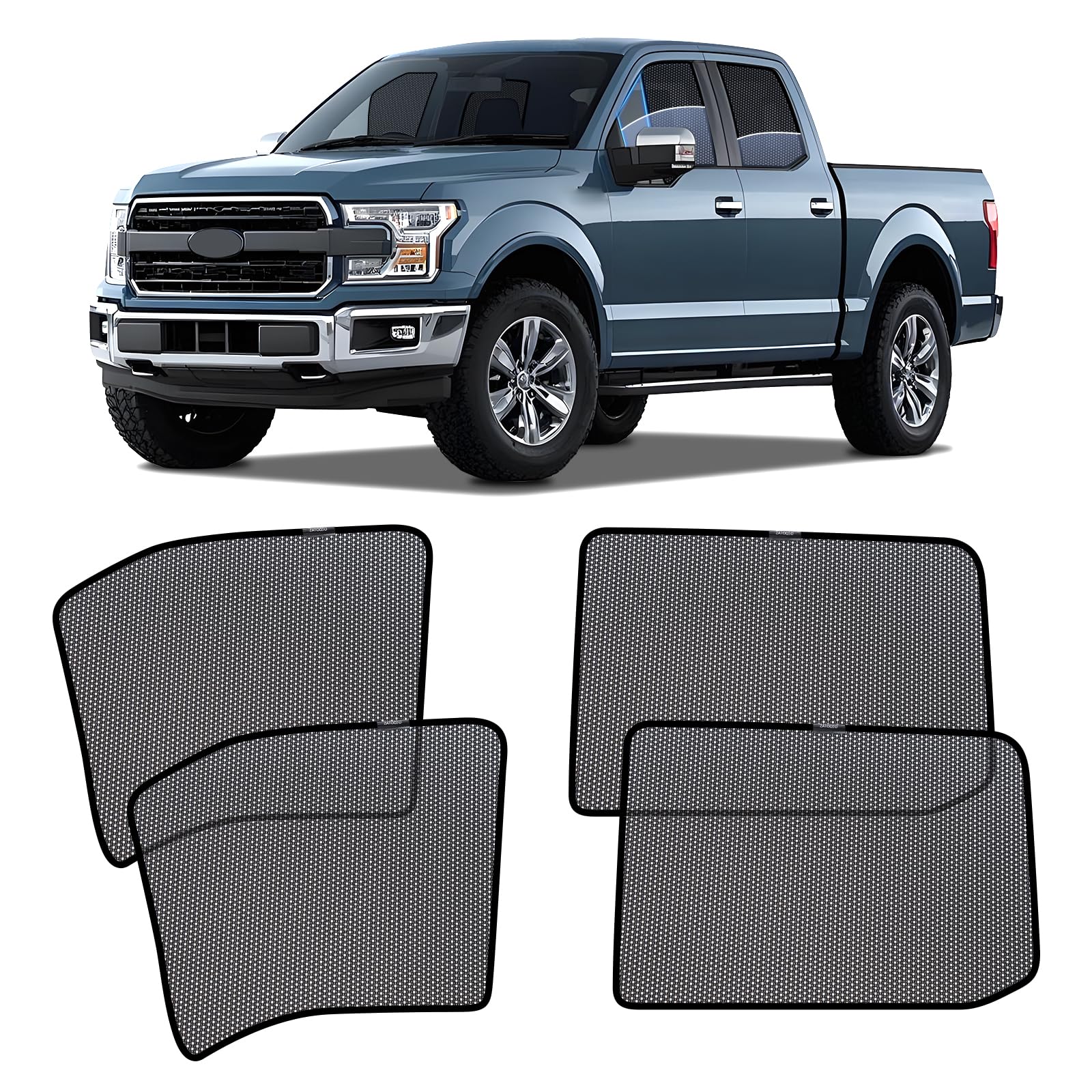 ZATOOTO Car Window Shades for Ford F-150 2017-2024, Car Window Covers for Baby Breathable Mesh Screen Blocking 99% of UV Rays and Glare, Privacy Protection for Camping and Napping