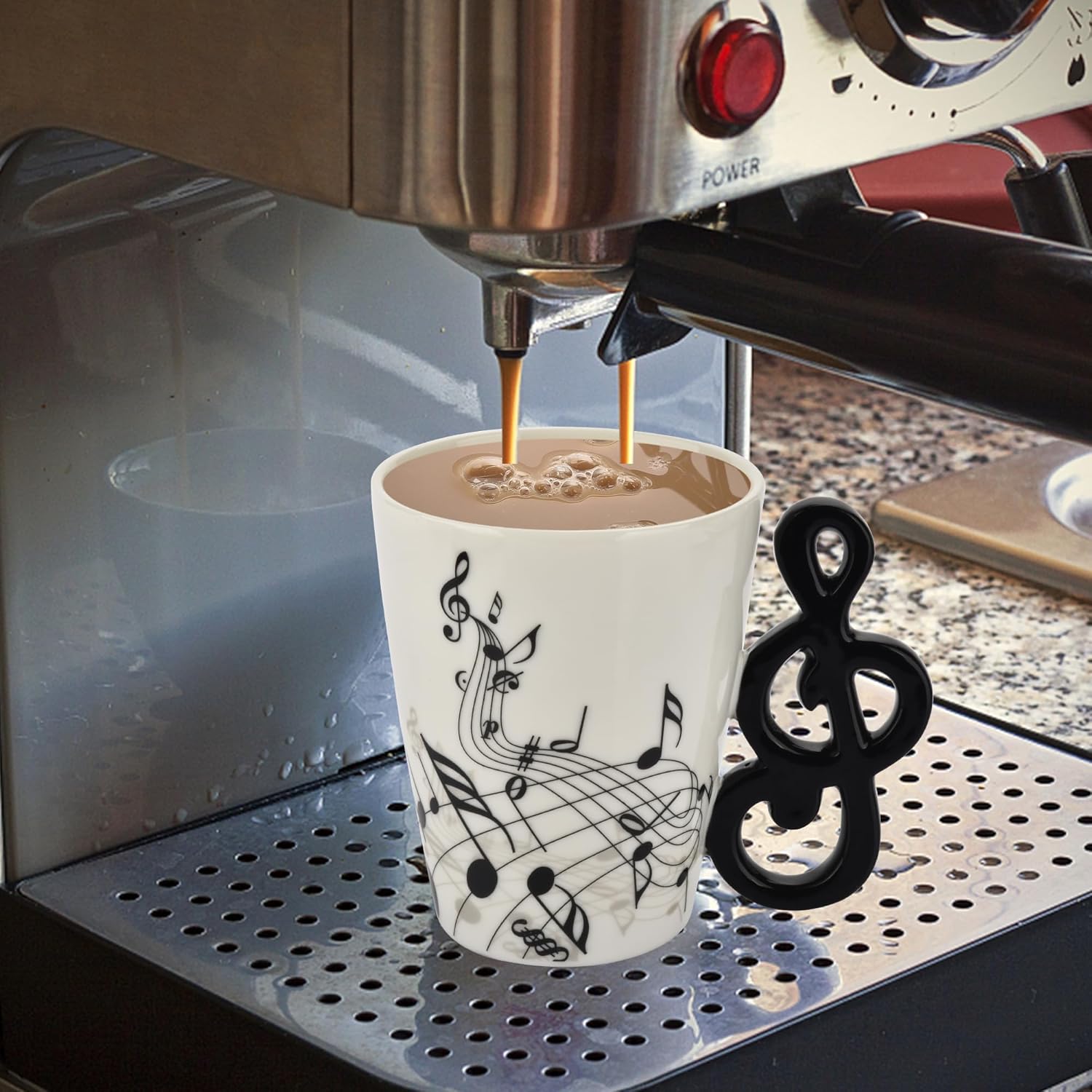 12.9 oz Music Novelty Mug Unique Musical Note Design Tea Coffee Milk Ceramic Mug Cup with Cool Music Themed Lid and Spoon&Coaster,Musicians Gifts,Music Lovers Gift for Men,Women,Teacher,Black - Image 2