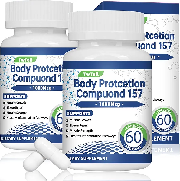 Twtell 2Pack 157 Collagen Peptide Capsules, Amino Acids Supplement - Supports Healthy Muscles & Gut, 1000 MG, Non-GMO, Gluten-Free, 120 Capsules