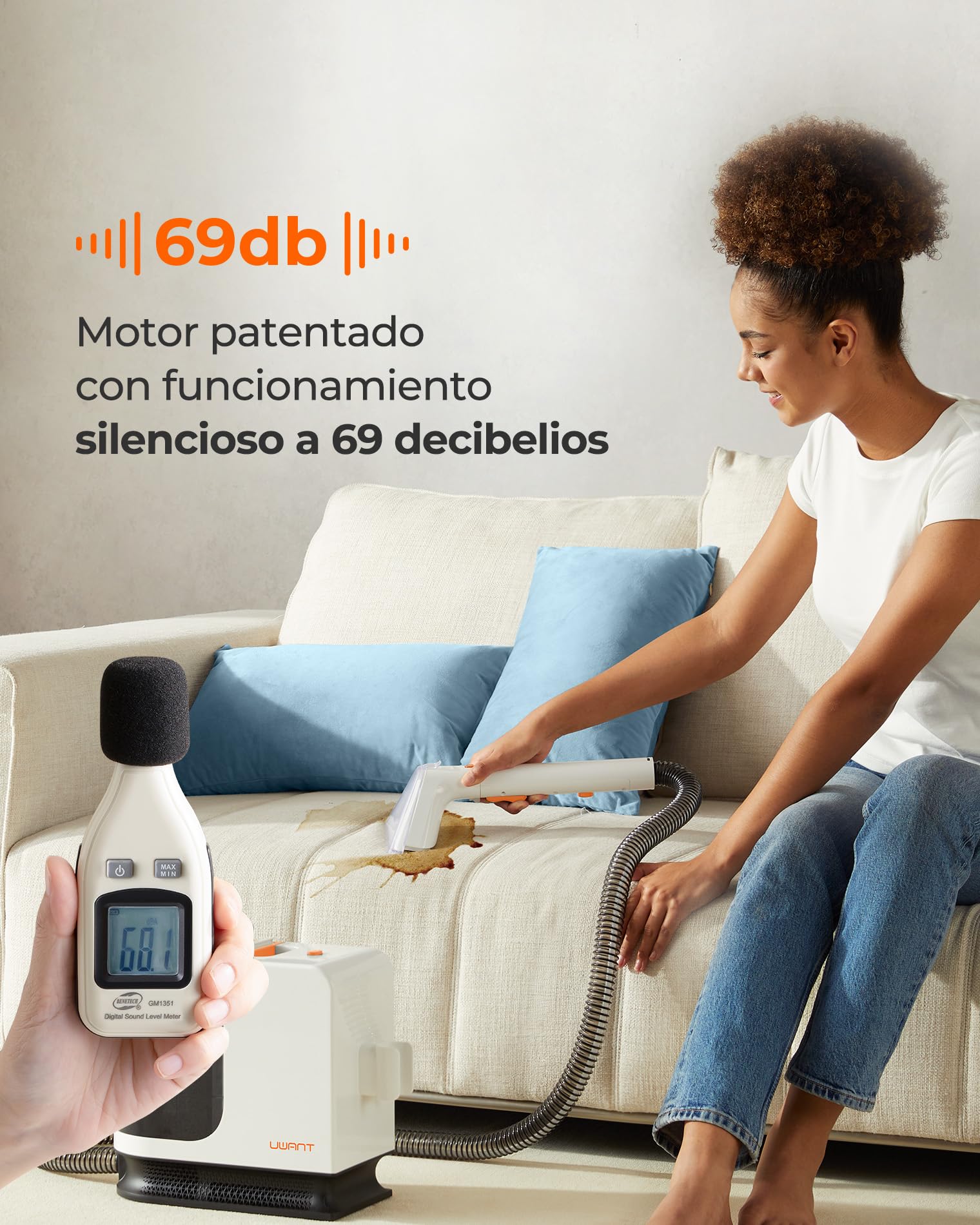 Uwant B200 SE, Aspiradora de agua tapiceria, tecnología de motor magnético flotante, adecuado para limpiar sofás, alfombras, colchones, 12000Pa, 69db