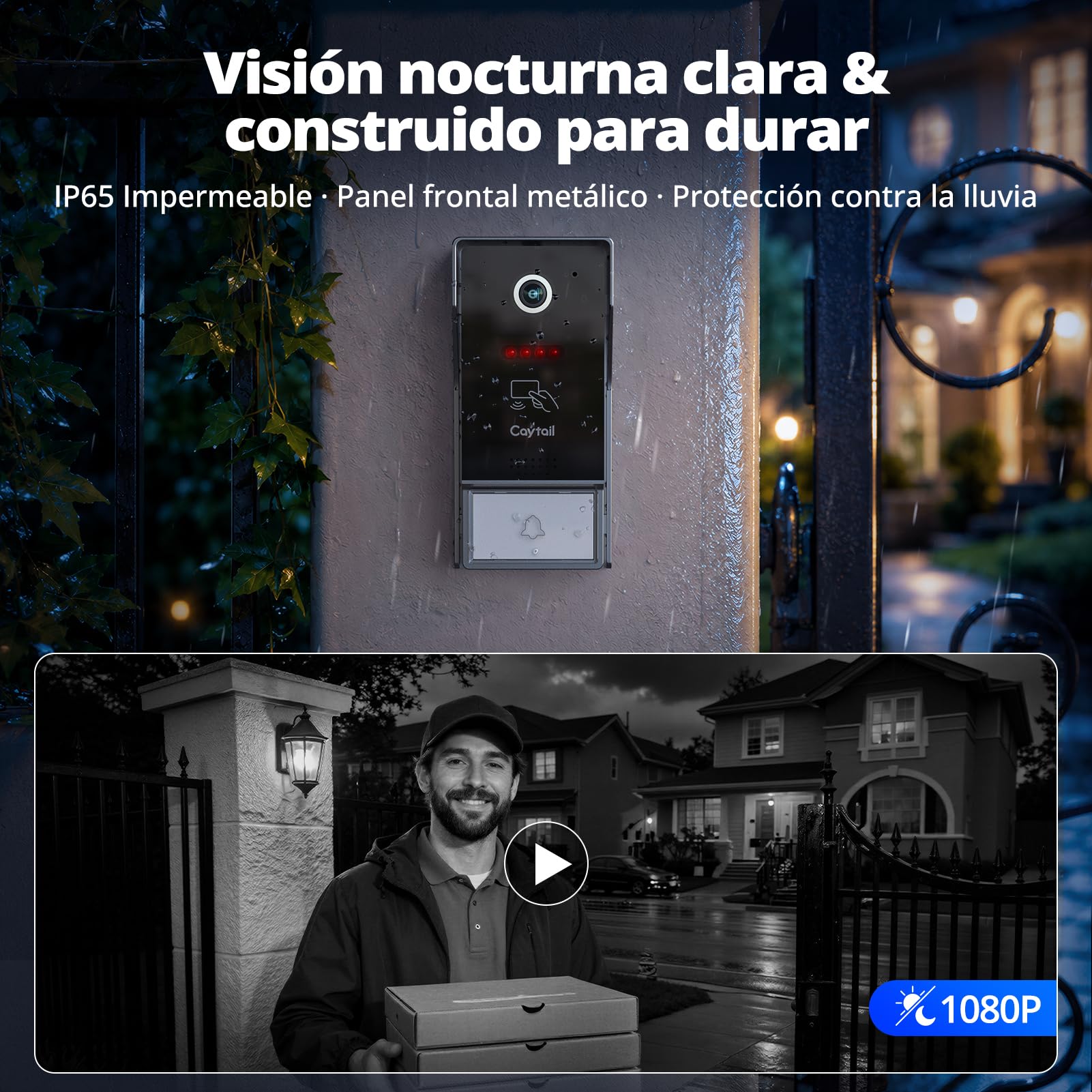 Videoportero WiFi 2 Hilos, 7" IPS Touchscreen, WiFi6 Dualband, 1080P HD Timbre Video Sistema Intercomunicador, Detección Humana, Tuya App, RFID, Apertura Remota, IP65