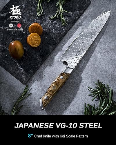Miniatura 2 de KYOKU Shogun Koi Series Cuchillo de deshuesar de 6 pulgadas, cuchillo de filete con patrón de escala Koi, cuchillo de cocina japonés VG10 de acero