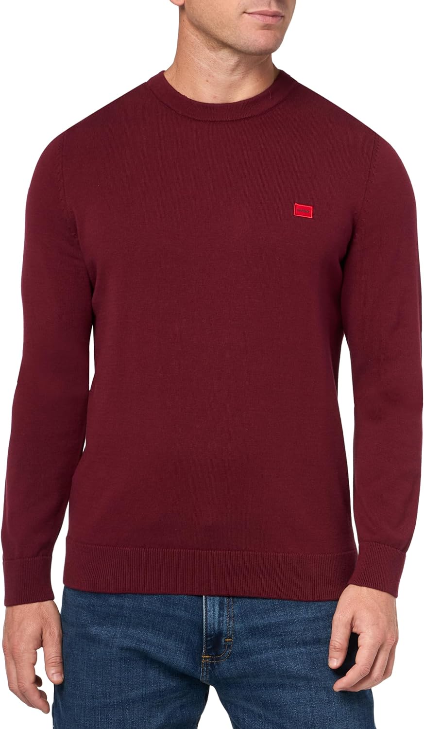 Hugo Men's Small Woven Label Cotton Sweater