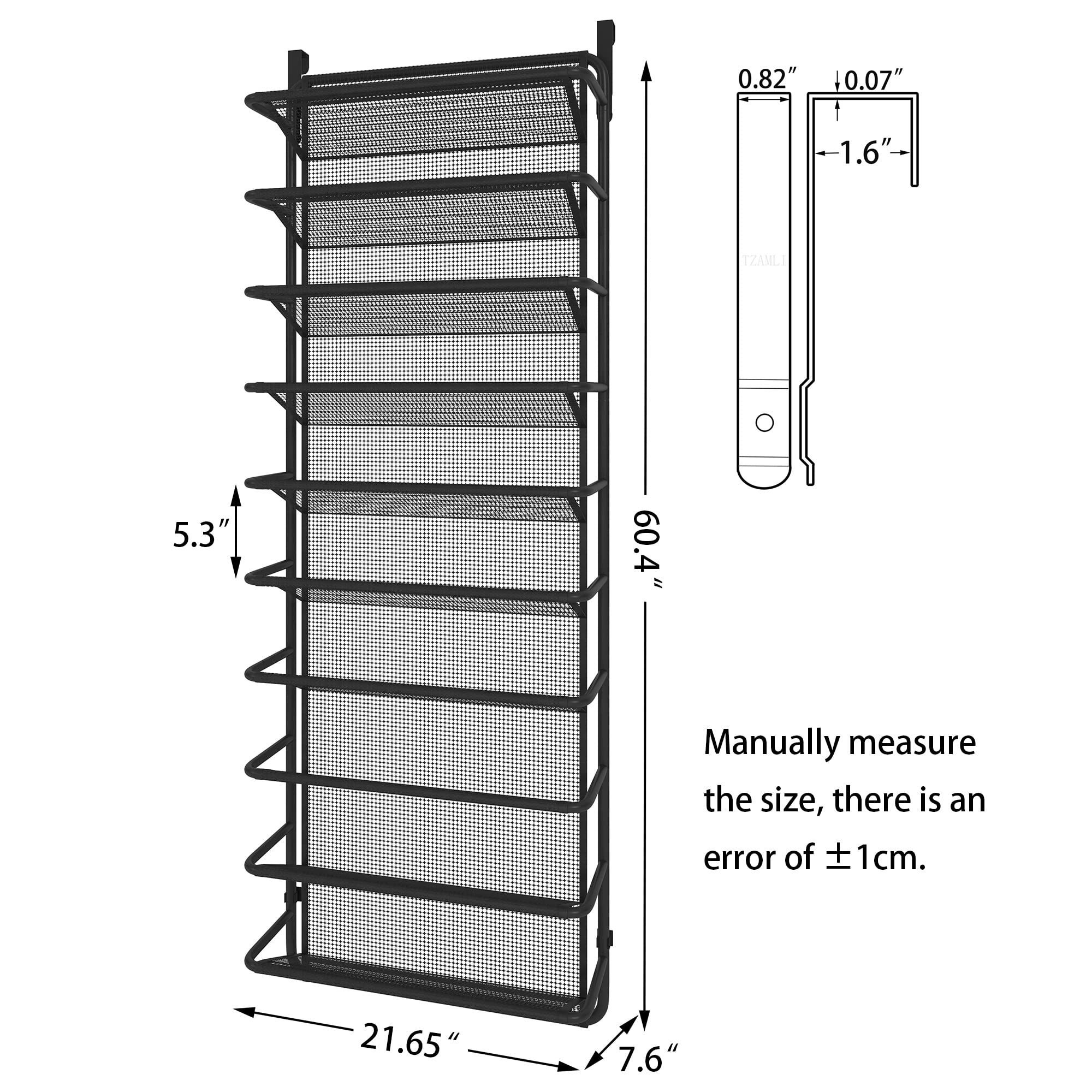 TZAMLI 10Tier Shoe Rack Over The Door Shoe Organizer Hanging Shoe
