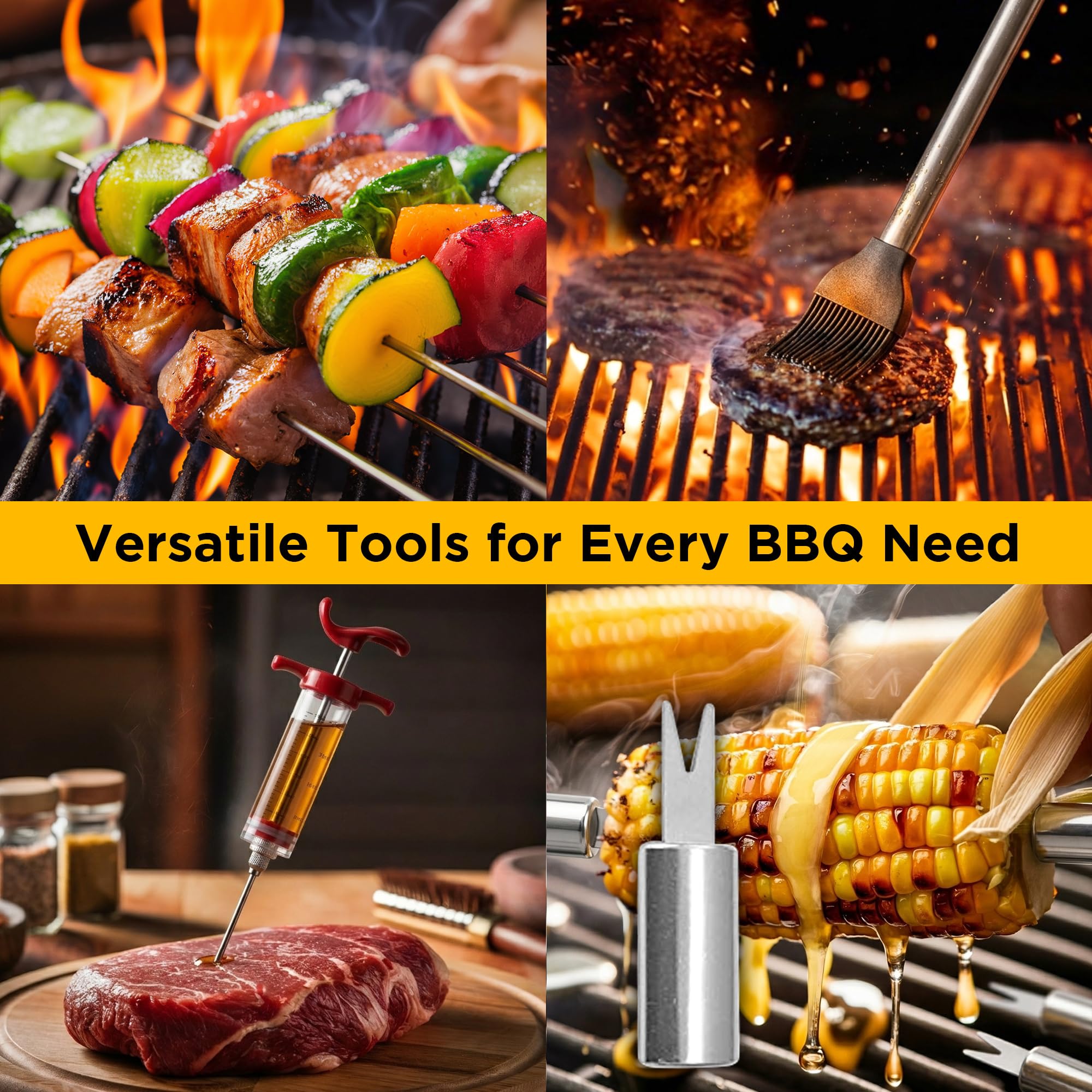Kaluns 236-teiliges ultimatives Grillmeister-Geschenk-Set – komplettes Grillzubehör-Set mit praktisch allem, was zum Grillen, Räuchern und Grillen benötigt wird