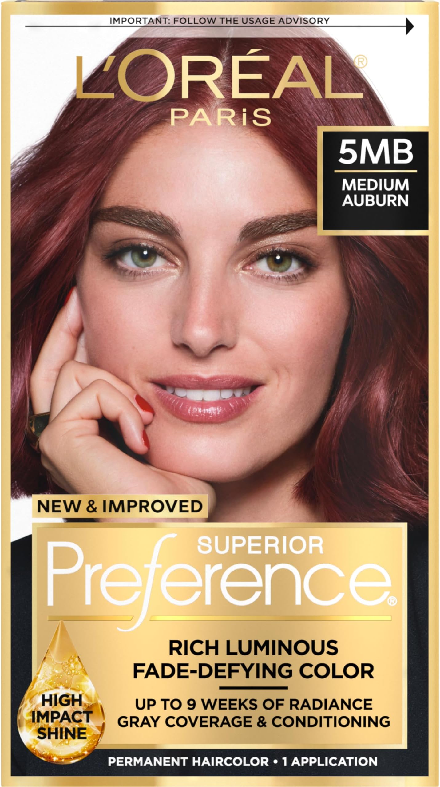 L’Oreal Paris Superior Preference Fade-Defying Color + Shine System, 5MB Medium Auburn(Packaging May Vary), Pack of 1,