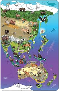 Dowling Magnets Animal Magnetism Magnetic Wildlife Map Puzzle: Asia & Australia (11.50 inches Wide x 18 inches high)