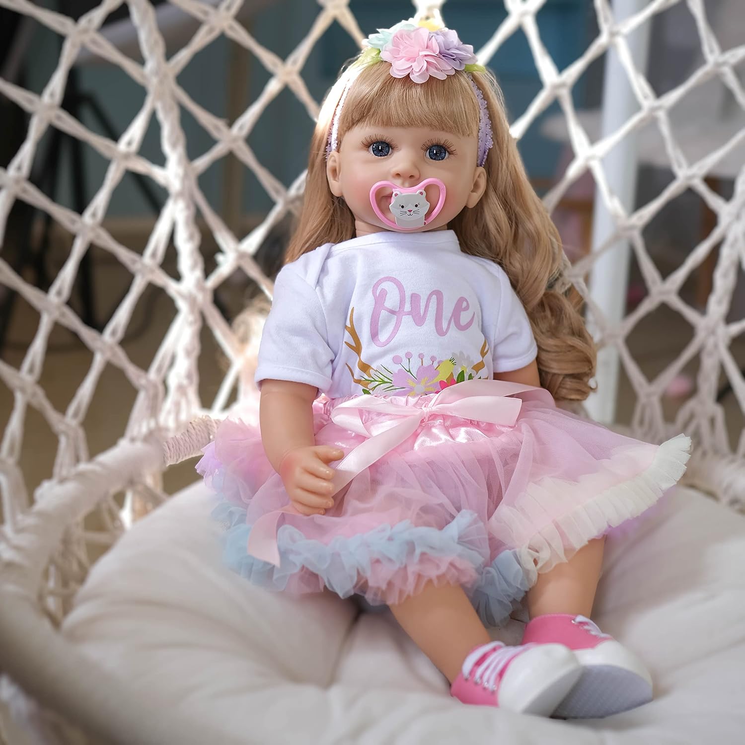 Zero Pam Lifelike Reborn Girl Dolls Realistic Toddler Girl 24 Inch 60cm Real Looking Newborn Doll Weighted Soft Silicone Baby with Beautiful Pink Dress Handmade Toys for Kids