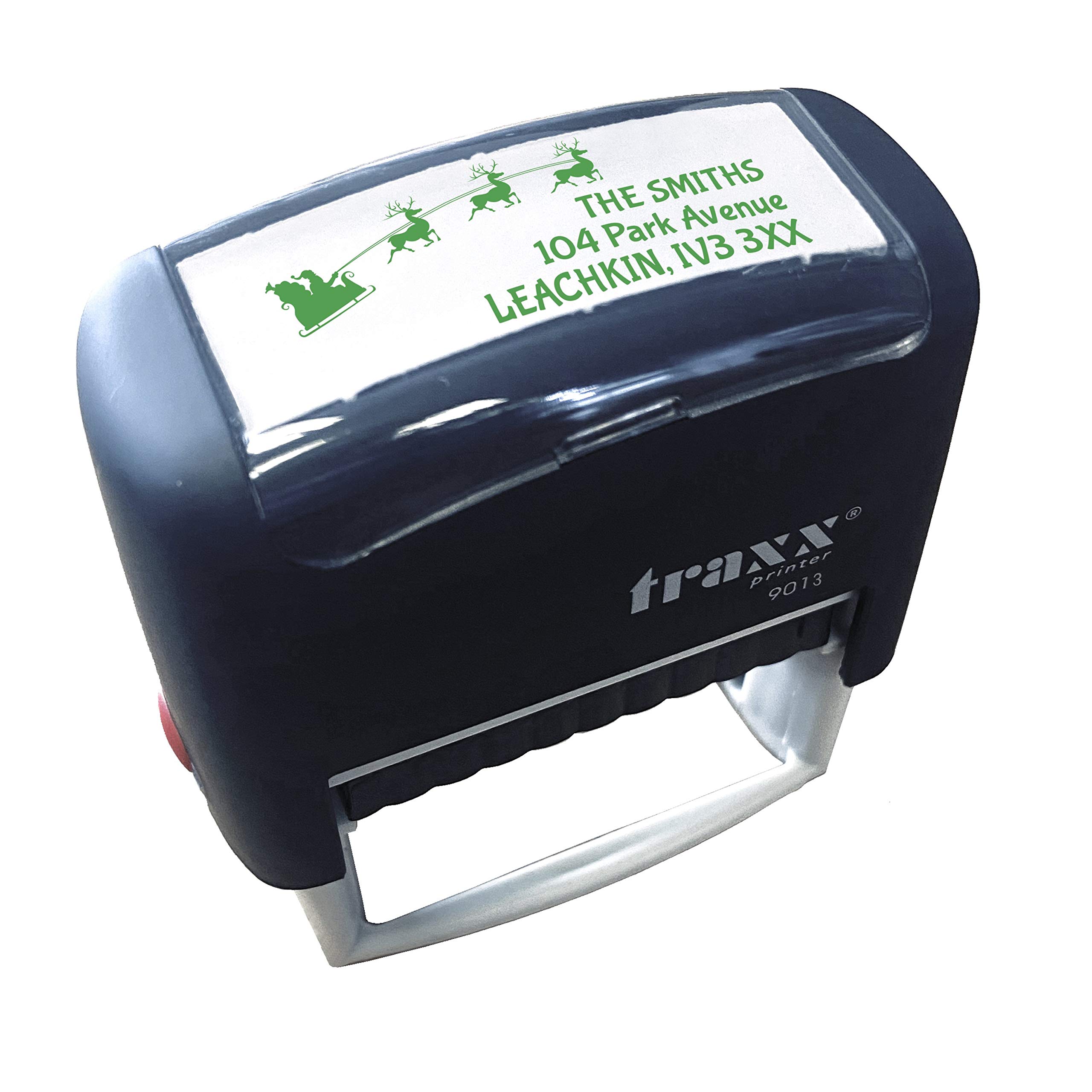 Stamp Design 4U Green Santa Sleigh Christmas Mail Self Inking Stamp In Ink, Santa Claus Post Office Mail Stamp - Imprint 13