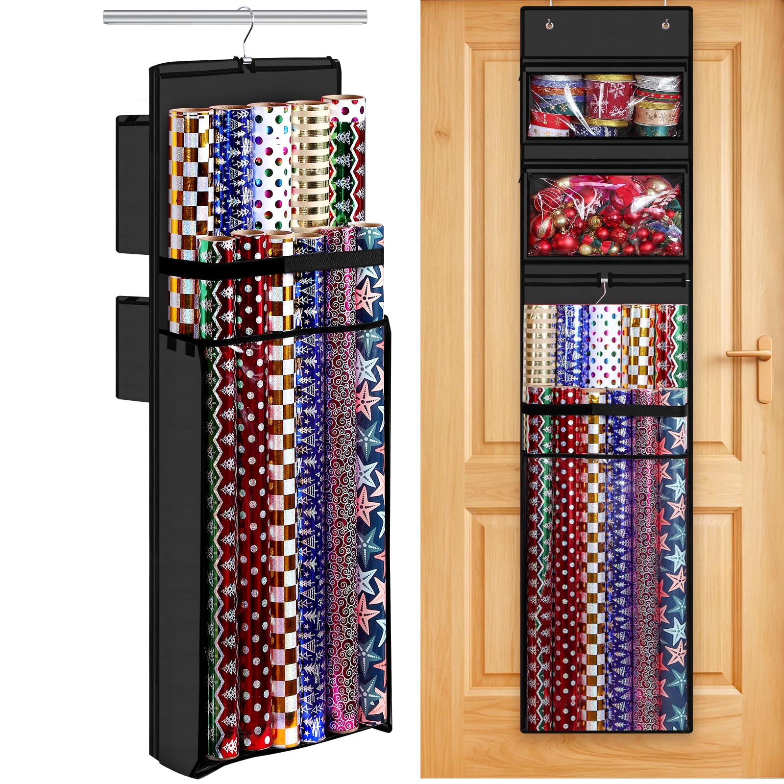 geschenkpapier aufbewahrung tür Geschenkpapier-Organizer, doppelseitig, zum Aufhängen, Geschenkpapierrollenhalter für Weihnachten, 160 x 33 cm, über der Tür, Geschenktütenbehälter für Raumschrank, Geburtstag, schwarze Wickelstation Bürobedarf & Schreibwaren Asi Kunefeleri Size:44 Ikea-Deckel Aufbewahrung – Kreative