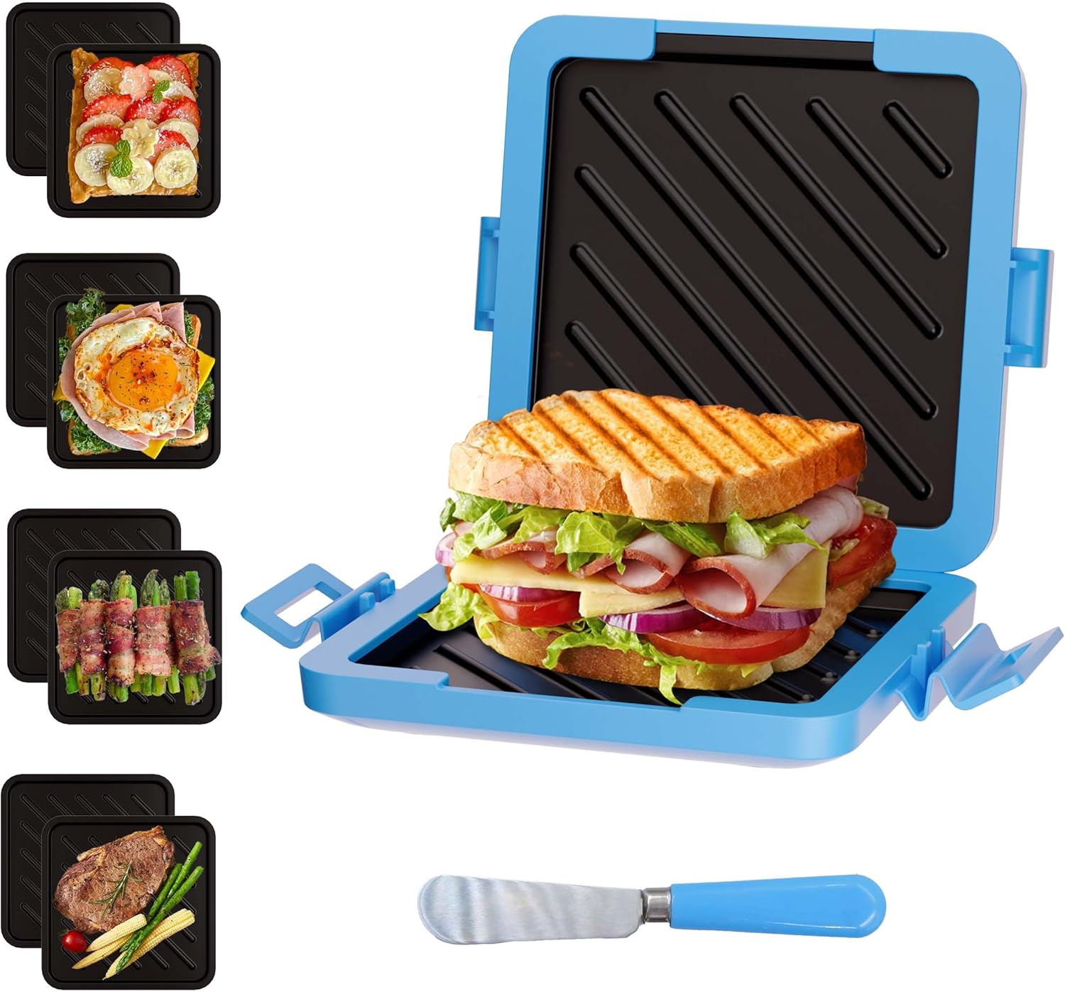 Blue Microwave Sandwich Grill and Toastie Maker, Microwave Toaster, Sandwich Maker, Panini Maker, Dishwasher Safe,NO Electricity,Wireless,Time Saving,Fast,Toastie Safe in Microwave Oven Blue Microwave Sandwich Grill and Toastie Maker, Microwave Toaster, Sandwich Maker, Panini Maker, Dishwasher Safe,NO Electricity,Wireless,Time Saving,Fast,Toastie Safe in Microwave Oven