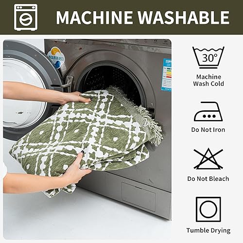 Miniatura 7 de Funda de sofá a cuadros para Navidad (1 unidad, verde, 71 x 118 pulgadas)