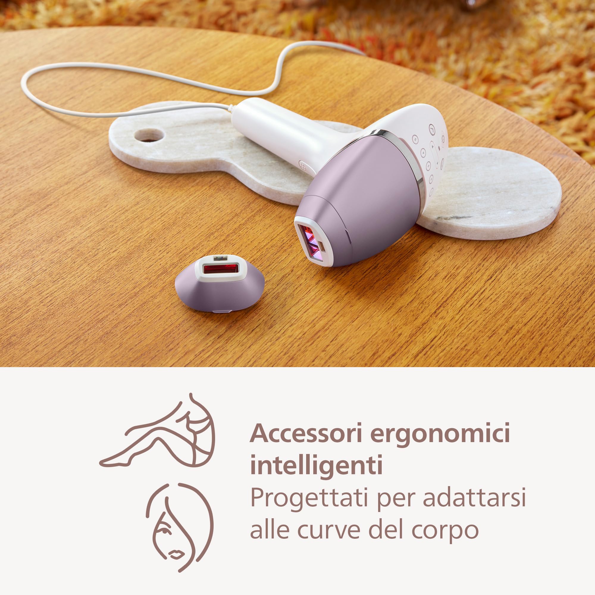 Philips Lumea 8000 Series, dispositivo di epilazione IPL, alternativa ai dispositivi di epilazione laser, con tecnologia SenseIQ, 2 accessori per viso e corpo, modello BRI944/00