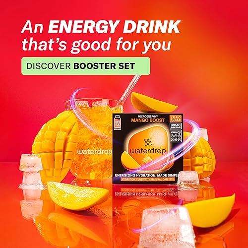 Miniatura 6 de Waterdrop Microenergy Berry & Mango Boost Mix - 24 cubos de hidratación con cafeína natural (90 mgporción), sin azúcar, veganos, enriquecidos con