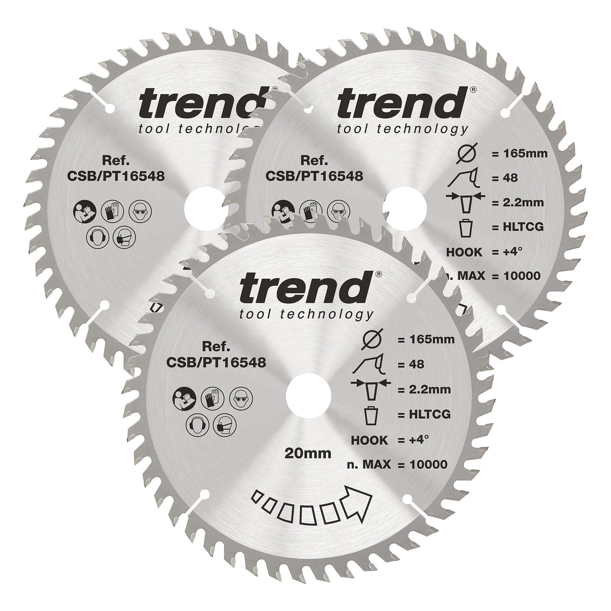 Trend CraftPro Panel Trim Saw Blade 165 x 20mm x 48T (Pack 3) TREPT1653P