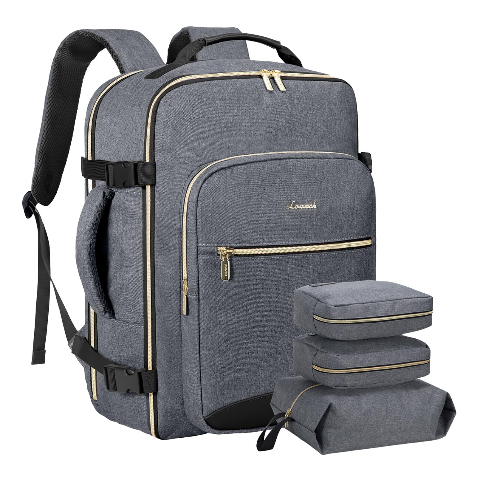 LOVEVOOK Zaino da Viaggio Aereo Bagaglio a Mano, Impermeabile Zaini Trolley Bagaglio Donna 40L Cabin Max per Ryanair Easyjet, Grande Zaino Porta PC 17 Pollici Valigia Borsa a Zainetto