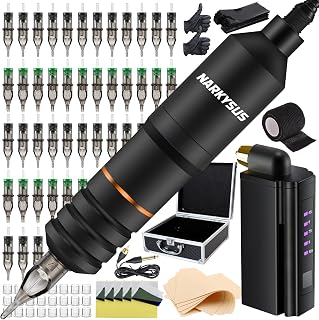 Narkysus Wireless Kit Professional - Narkysus Machine Kit for Beginners Including Rotary Machine Pen Wireless Power Supply 40Pcs Round Liner & Magnum
