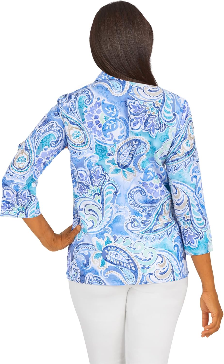 Alfred Dunner Women's Paisley 3/4 Sleeve Button Down Top - Image 3