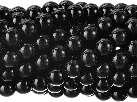 RUBYCA 200Pcs Czech Tiny Satin Luster Glass Pearl Round Beads Beading Jewelry Making 6mm Jet Black by RUBYCA