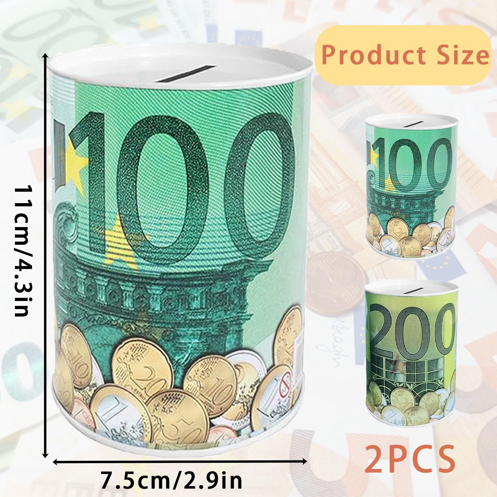 Tirelire pour Enfants Billets Euro, Boîte Tirelire Argent Papier 10 x 7.5 CM, Motif Billets de Banque de 500 Euro, Économie Tirelire Décoration De La Maison