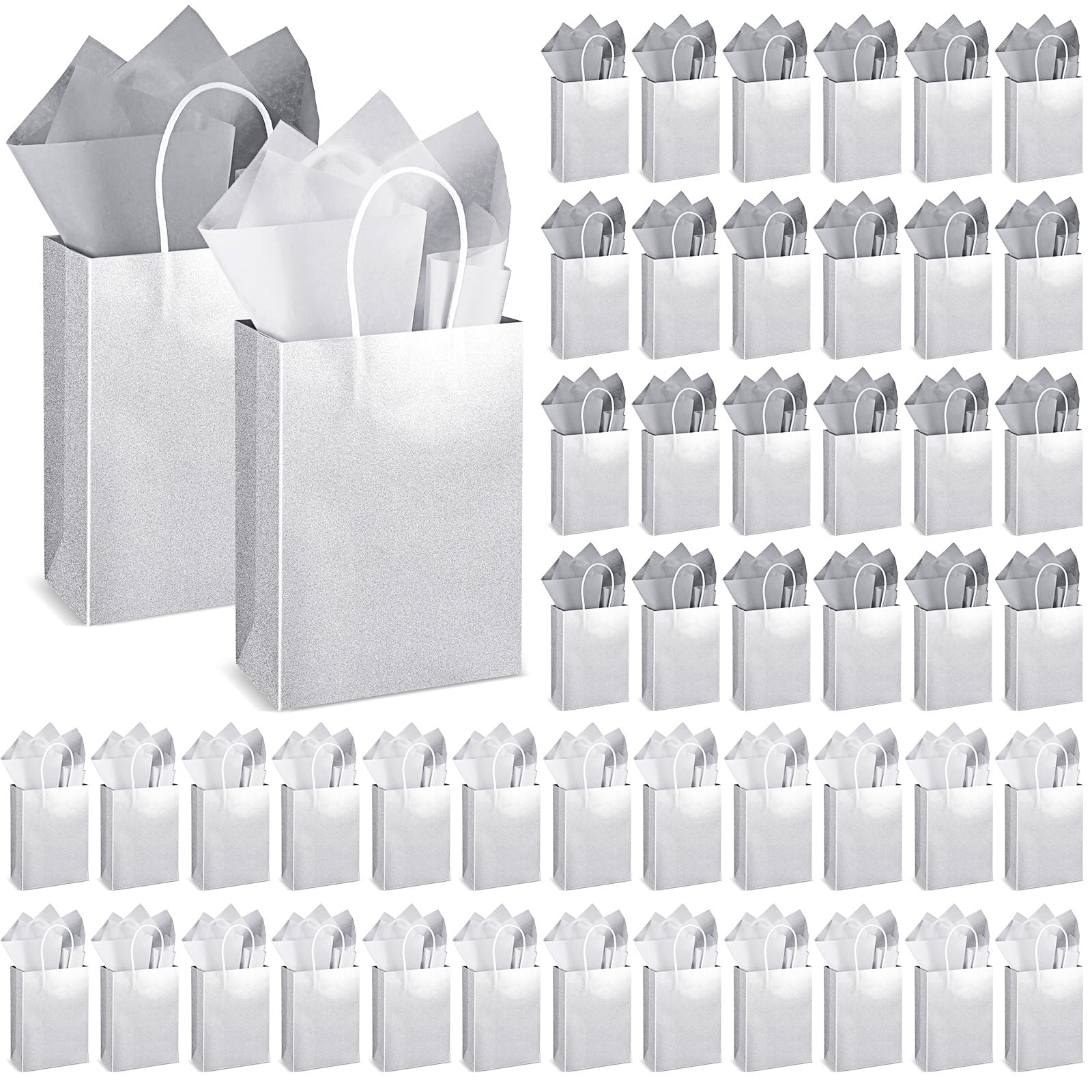 Colarr 50 Pcs 8.2 x 5.9'' Glitter Kraft Paper Favor Bags