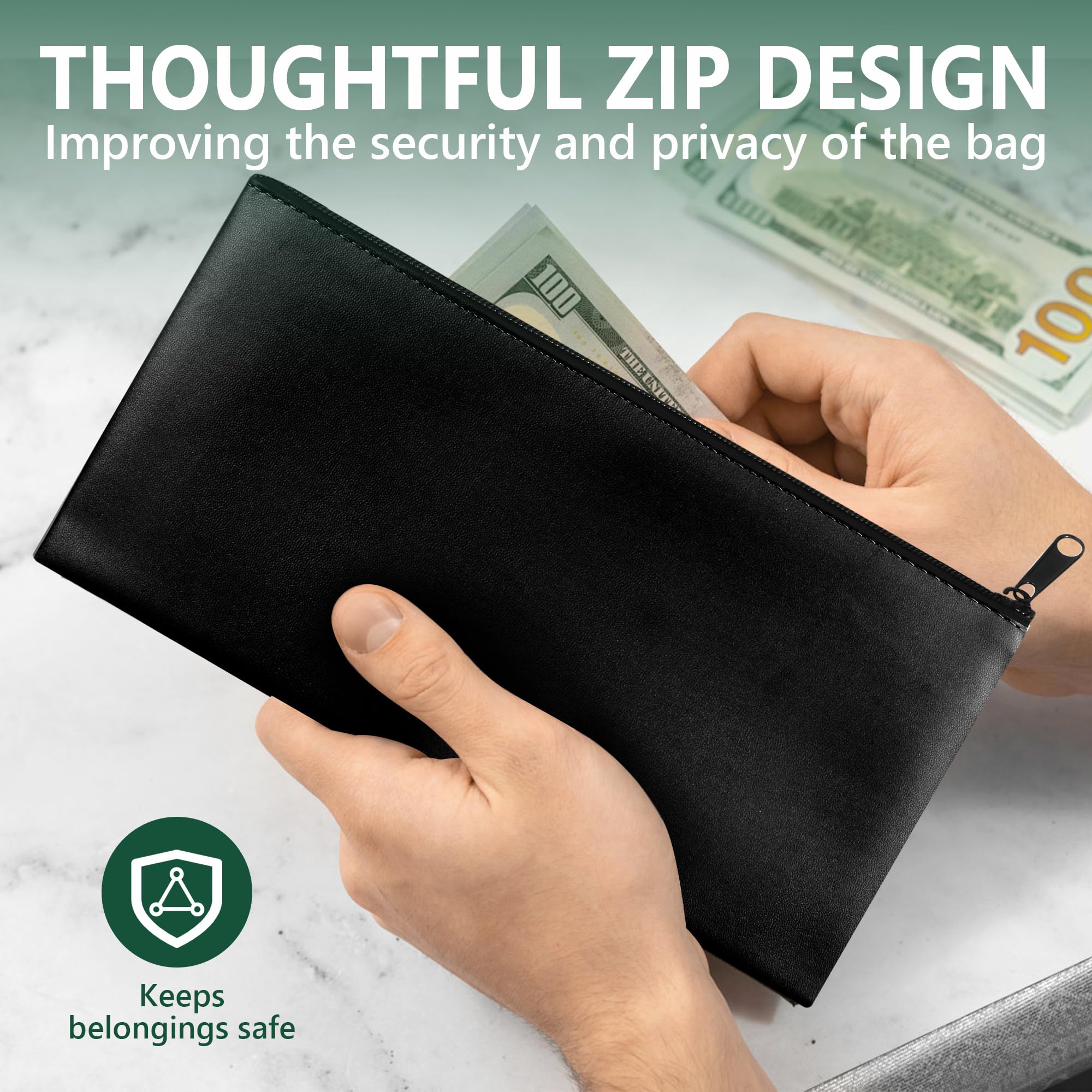 3 Bolsas de Dinero con Cremallera, A5 Bolsa de Seguridad para DepóSito Bancario, Bolsa para Dinero,Soporte para Recibos para Monedas en Efectivo, Herramienta CosméTica para Billetes, 27 x 15 cm